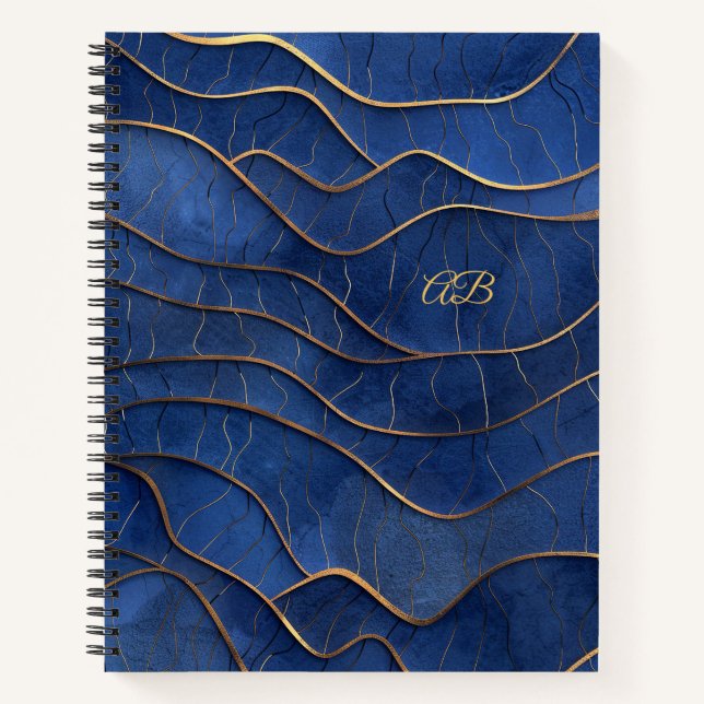 Erstellen Sie Ihre eigenen Blue & Gold Waves Notizbuch (Vorderseite)