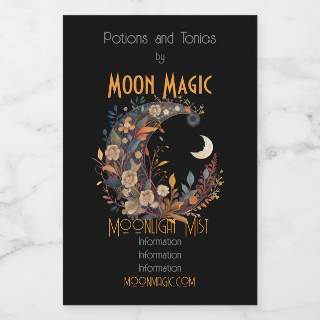 Erstellen Sie Ihre eigenen Boho Blumenmonde Weinetikett (Einzelnes Label)