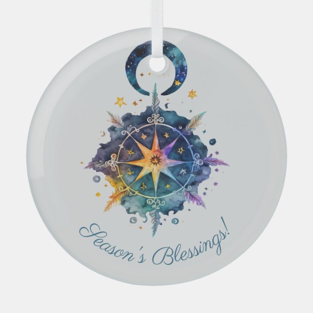 Erstellen Sie Ihre eigenen Boho Feathers, Moon & S Ornament Aus Glas (Vorderseite)