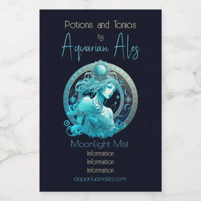 Erstellen Sie Ihre eigenen Celestial Aquarius Zodi Weinetikett (Einzelnes Label)