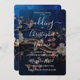 Erstellen Sie Ihre eigenen Deep Blue Scatter-Blume Einladung