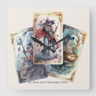 Erstellen Sie Ihre eigenen drei Tarot-Karten Quadratische Wanduhr