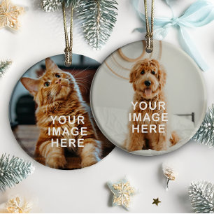 Erstellen Sie Ihre eigenen einfachen 2-Foto Weihna Keramik Ornament