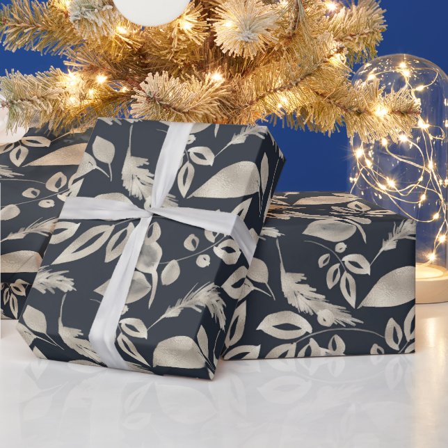 Erstellen Sie Ihre eigenen eleganten Black & Gold  Geschenkpapier (Feiertage)