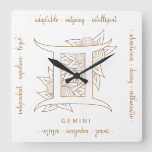 Erstellen Sie Ihre eigenen eleganten Gold & White Quadratische Wanduhr