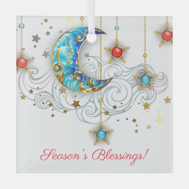 Erstellen Sie Ihre eigenen eleganten Monde und Ste Ornament Aus Glas (Vorderseite)