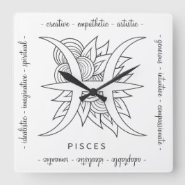 Erstellen Sie Ihre eigenen eleganten Schwarz-Weiß- Quadratische Wanduhr