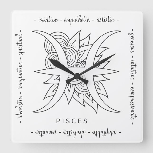 Erstellen Sie Ihre eigenen eleganten Schwarz-Weiß- Quadratische Wanduhr (Vorderseite)