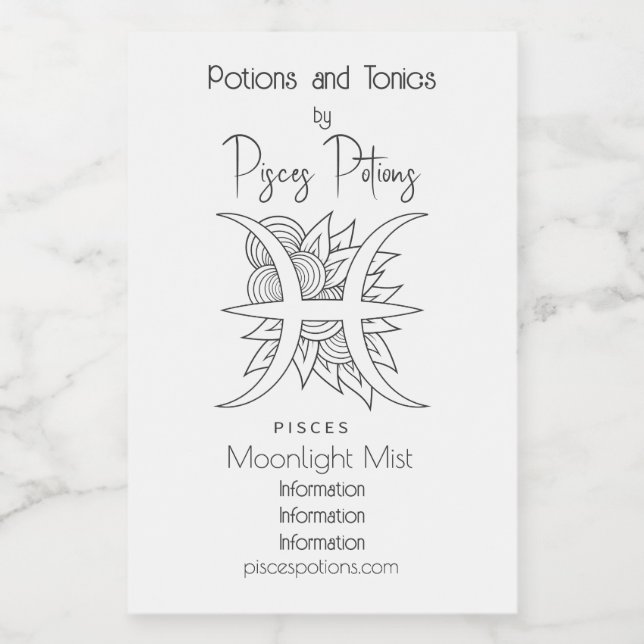 Erstellen Sie Ihre eigenen eleganten Schwarz-Weiß- Weinetikett (Einzelnes Label)