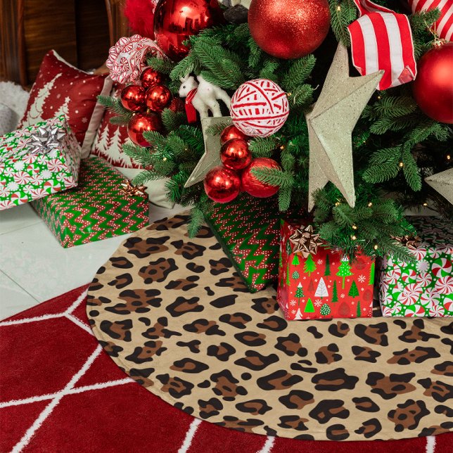 Erstellen Sie Ihre eigenen Farben Leopard-Fleck Polyester Weihnachtsbaumdecke (Create Your Own Colors Leopard Spot Brushed Polyester Tree Skirt)