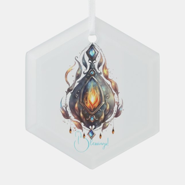 Erstellen Sie Ihre eigenen Feuertopaz Bejewelen Ornament Aus Glas (Vorderseite)