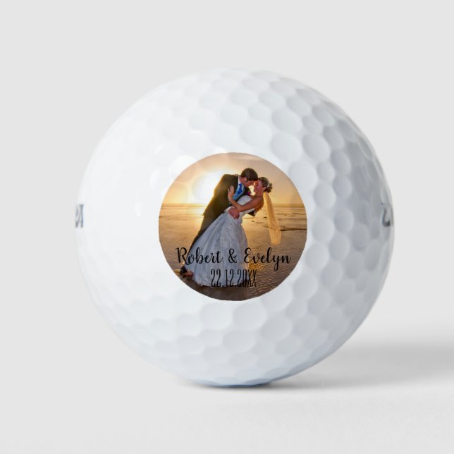 Erstellen Sie Ihre eigenen Foto Gastgeschenk Hochz Golfball (Vorderseite)