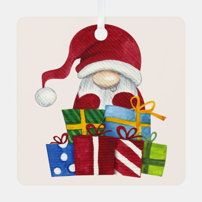 Erstellen Sie Ihre eigenen frohen Weihnachts-Gnome Ornament Aus Metall (Vorderseite)