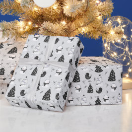 Erstellen Sie Ihre eigenen grauen Weihnachtsbäume  Geschenkpapier