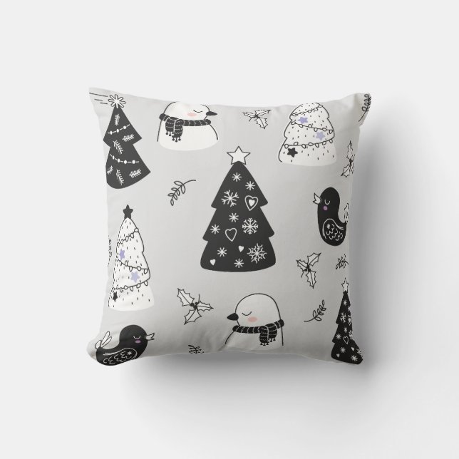 Erstellen Sie Ihre eigenen grauen Weihnachtsbäume  Kissen (Vorderseite)