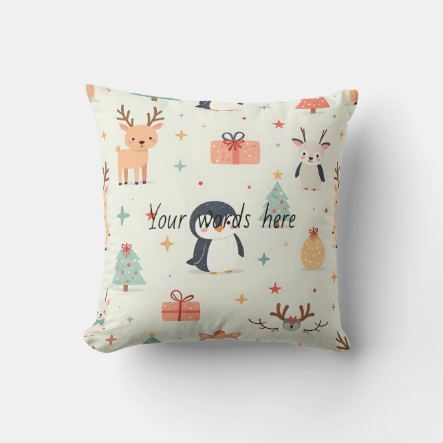 Erstellen Sie Ihre eigenen grünen Kawaii Weihnacht Kissen (Vorderseite)