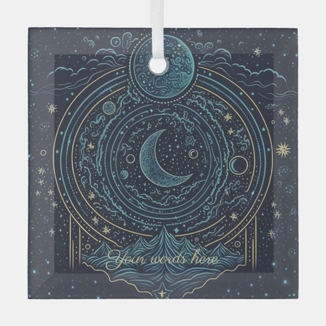 Erstellen Sie Ihre eigenen Himmelsmonde und -berge Ornament Aus Glas (Vorderseite)