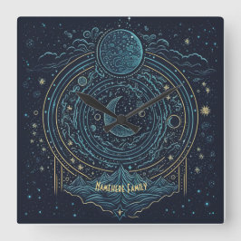 Erstellen Sie Ihre eigenen Himmelsmonde und -berge Quadratische Wanduhr