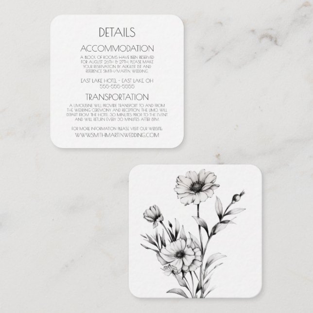 Erstellen Sie Ihre eigenen - Hübsche Schwarz/Weiß- Begleitkarte (Vorne/Hinten)