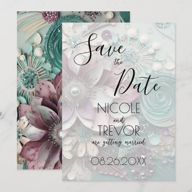 Erstellen Sie Ihre eigenen - Hübsche Shabby Chic P Save The Date (Vorne/Hinten)