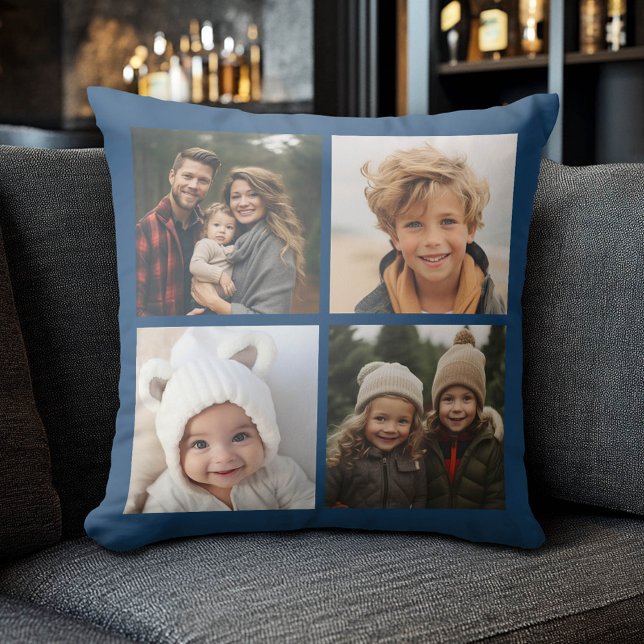 Erstellen Sie Ihre eigenen Instagram Collage Navy  Kissen (Custom Photo Collage Pillow)