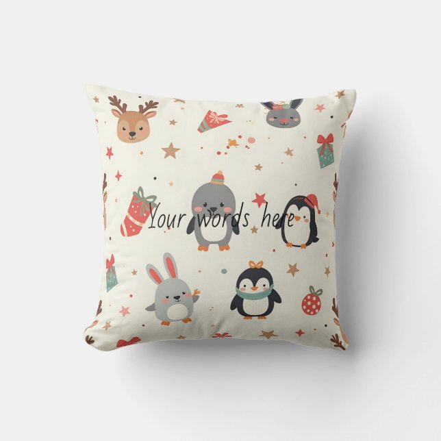 Erstellen Sie Ihre eigenen Kawaii Weihnachtstiere Kissen (Vorderseite)