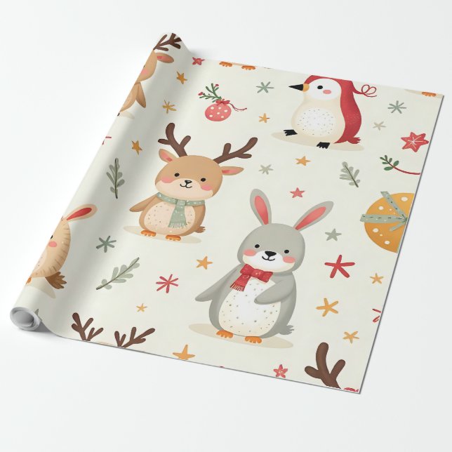 Erstellen Sie Ihre eigenen Kawaii Winter Friends T Geschenkpapier (Ungerollt)