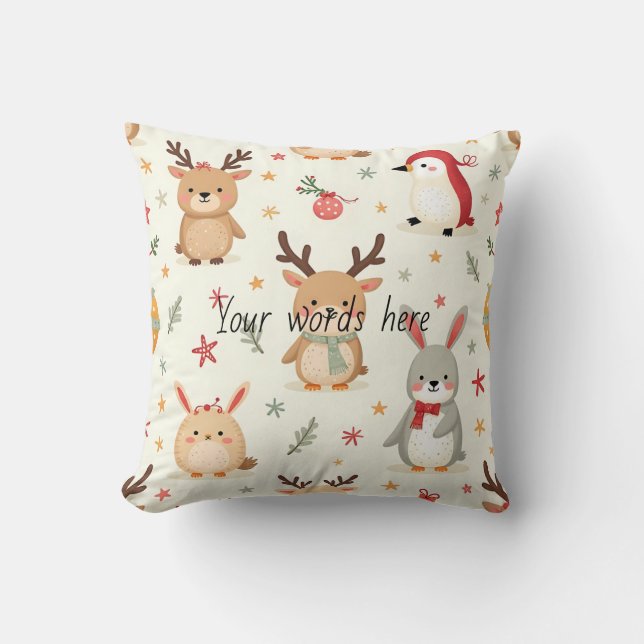 Erstellen Sie Ihre eigenen Kawaii Winter Friends T Kissen (Vorderseite)