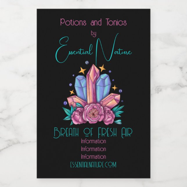 Erstellen Sie Ihre eigenen Kristalle und Rose Lebensmitteletikett (Einzelnes Label)