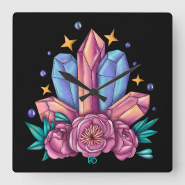 Erstellen Sie Ihre eigenen Kristalle und Rose Quadratische Wanduhr