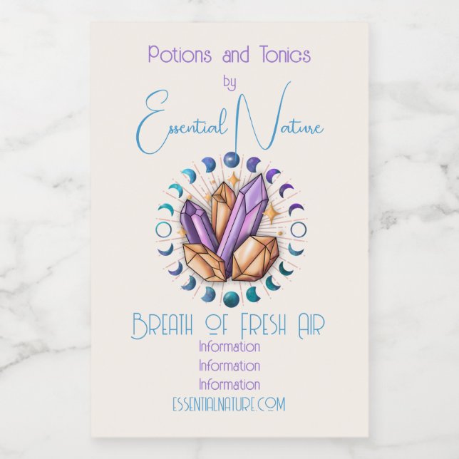 Erstellen Sie Ihre eigenen Kristallphasen und Mond Lebensmitteletikett (Einzelnes Label)