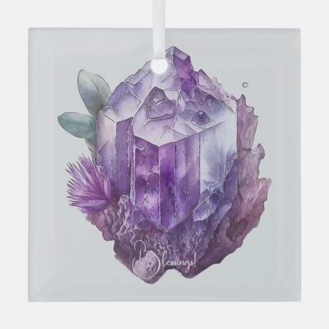Erstellen Sie Ihre eigenen Lila Amethyst-Kristalle Ornament Aus Glas (Vorderseite)