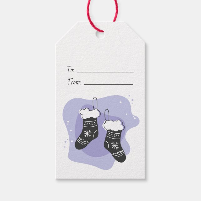 Erstellen Sie Ihre eigenen Lila Strümpfe Weihnacht Geschenkanhänger (Vorderseite)