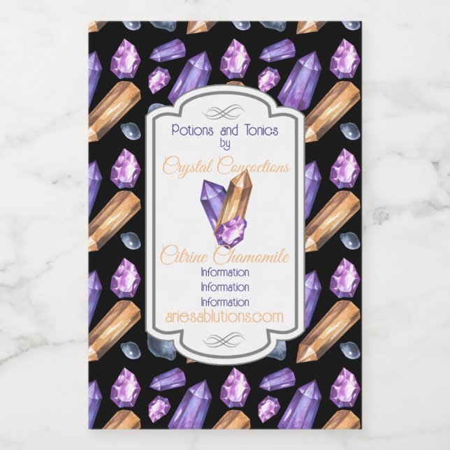 Erstellen Sie Ihre eigenen Lila- und Goldkristalle Weinetikett (Einzelnes Label)