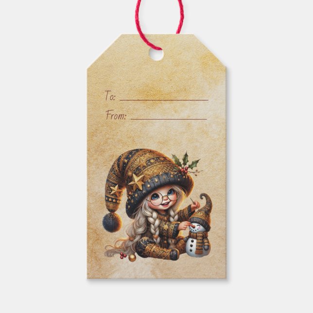 Erstellen Sie Ihre eigenen magischen Weihnachtsgno Geschenkanhänger (Vorderseite)