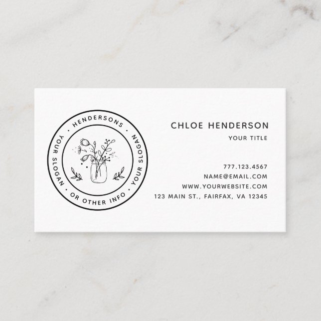 Erstellen Sie Ihre eigenen Mason Jar Blume Visitenkarte (Vorderseite)