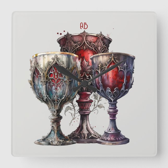 Erstellen Sie Ihre eigenen mittelalterlichen roten Quadratische Wanduhr (Vorderseite)