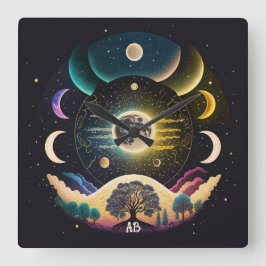 Erstellen Sie Ihre eigenen mystischen Sonic Moon W Quadratische Wanduhr