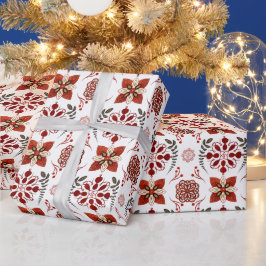 Erstellen Sie Ihre eigenen Nordic Red & Gold Motiv Geschenkpapier