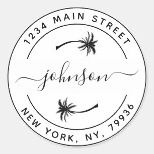 Erstellen Sie Ihre eigenen Palmen-Rund-Rücksendead Runder Aufkleber