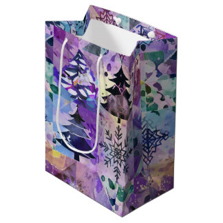 Erstellen Sie Ihre eigenen Patchwork-Weihnachtsbäu Mittlere Geschenktüte