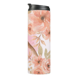 Erstellen Sie Ihre eigenen Peach Rose Blumenmuster Thermosbecher