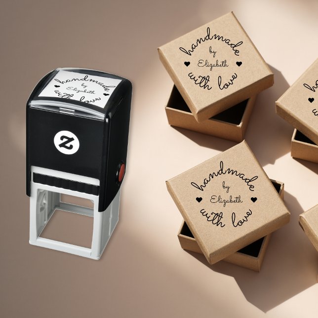Erstellen Sie Ihre eigenen Personalisierten Handma Permastempel (Create Your Own Personalized Handmade with Love Self-inking Stamp)