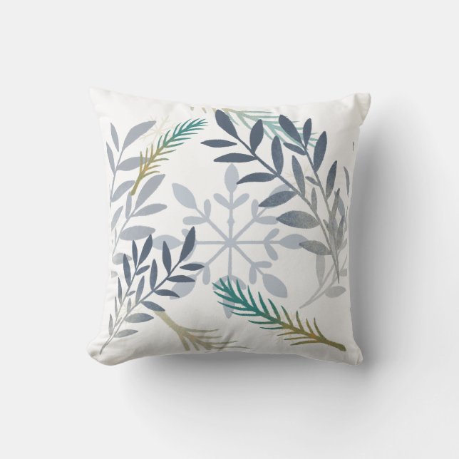 Erstellen Sie Ihre eigenen Pfauenschneeflocken Kissen (Vorderseite)