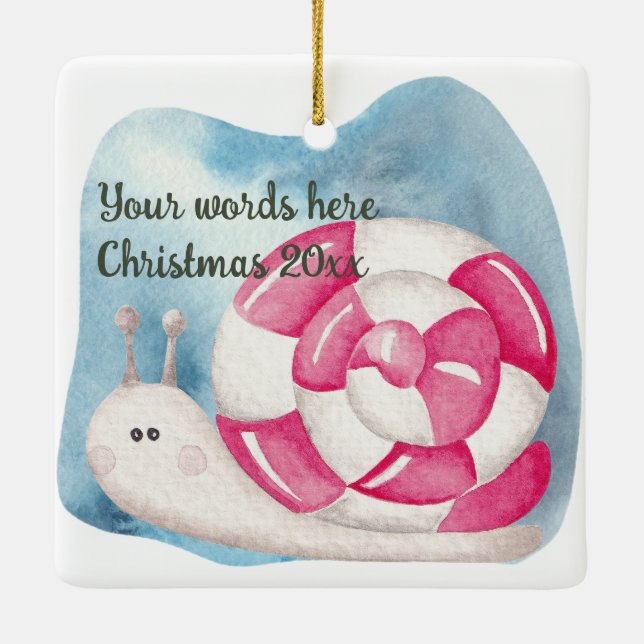 Erstellen Sie Ihre eigenen Pfefferminz Candy Snail Keramikornament (Rückseite)