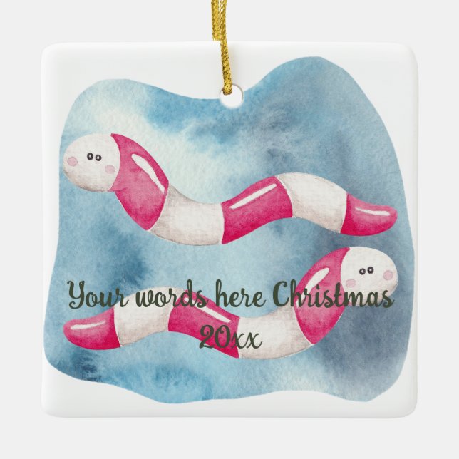 Erstellen Sie Ihre eigenen Pfefferminzwürmer Weihn Keramikornament (Vorderseite)