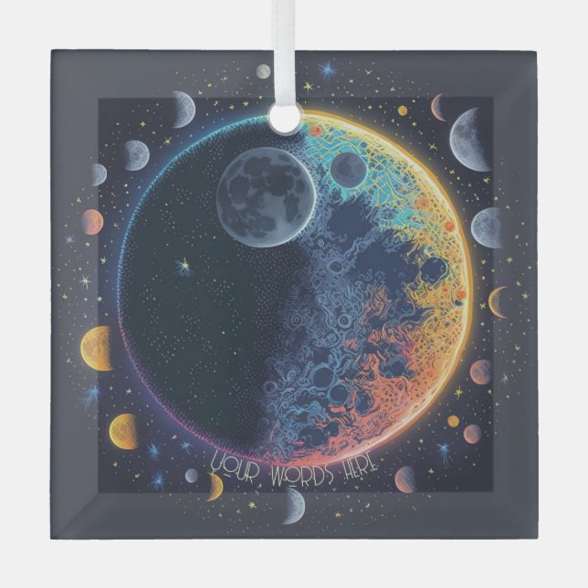 Erstellen Sie Ihre eigenen Regenbogenmonde Ornament Aus Glas (Vorderseite)