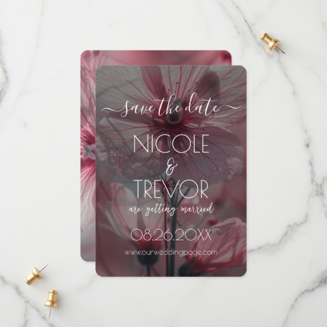 Erstellen Sie Ihre eigenen - rosa, durchsichtige B Save The Date (Vorderseite/Rückseite Beispiel)