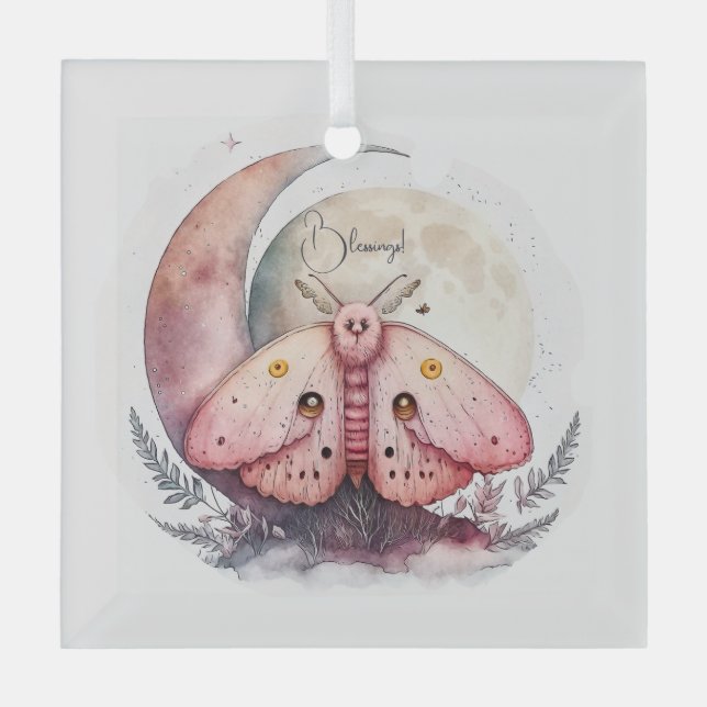 Erstellen Sie Ihre eigenen rosa Mondmotten und Blu Ornament Aus Glas (Vorderseite)