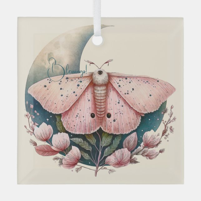 Erstellen Sie Ihre eigenen rosa Mondmotten und Blu Ornament Aus Glas (Vorderseite)